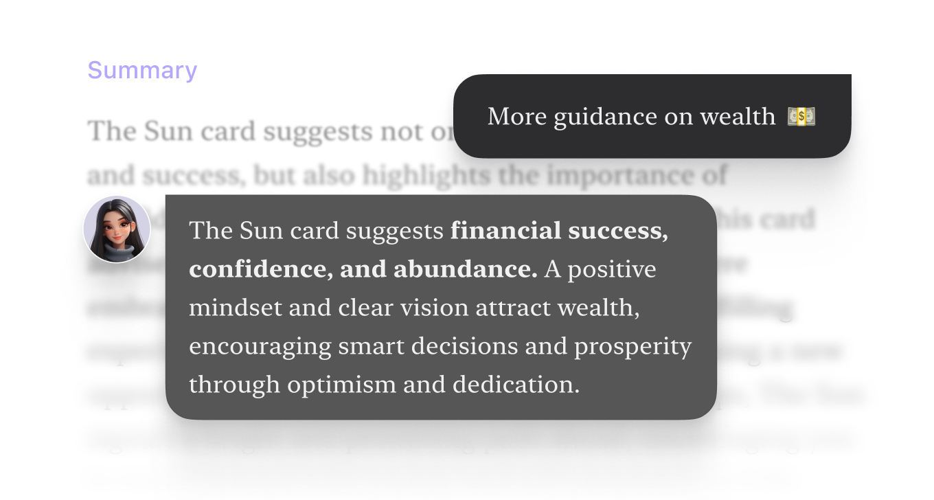 Ask follow-up question and get more tarot insights.